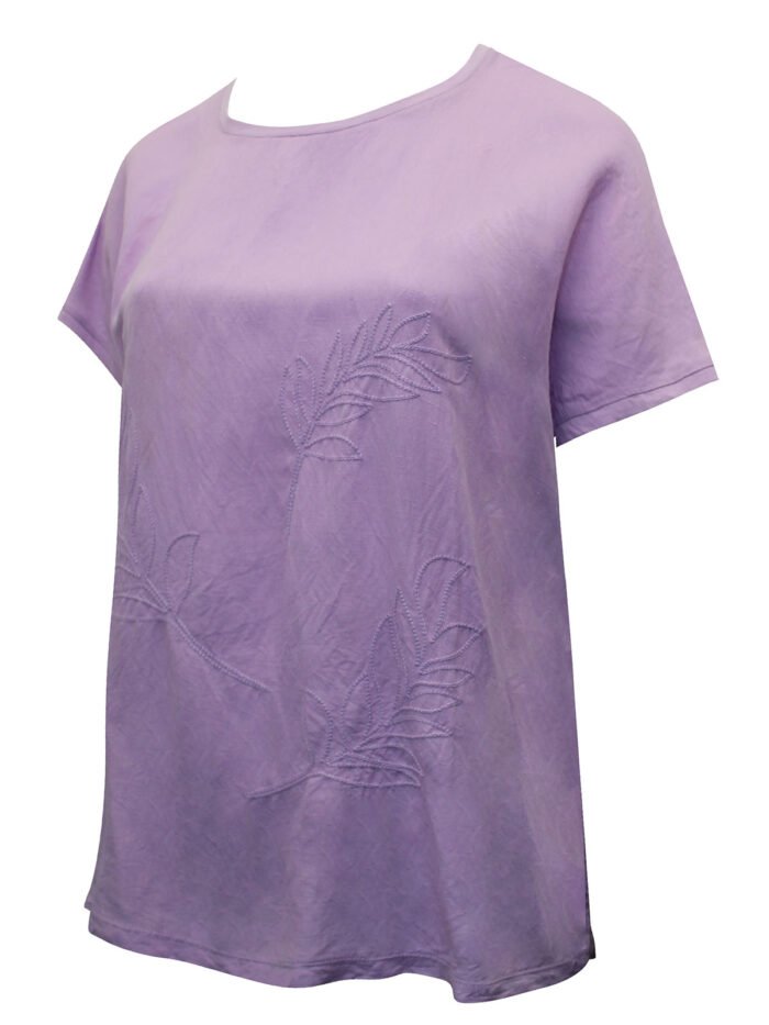 LILAC Pure Cotton Floral Embroidered Short Sleeve Top Size 16 -34 Size 16 - 34 Size - Image 3