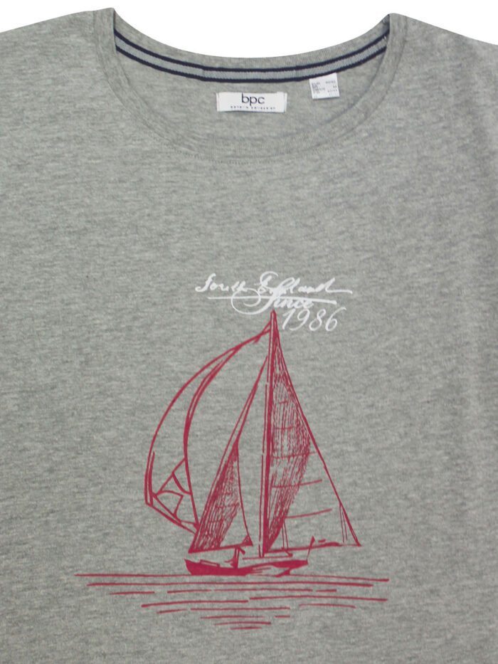 GREY Pure Cotton Sailing Boat T-Shirt Size 14 - 28 - Image 3