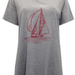 GREY Pure Cotton Sailing Boat T-Shirt Size 14 - 28