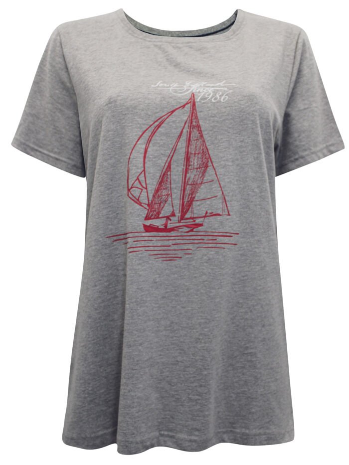 GREY Pure Cotton Sailing Boat T-Shirt Size 14 - 28 - Image 1