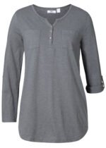GREY Cotton Rich Roll Sleeve Henley Top Size 10 -32 - Image 6