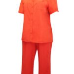 ORANGE Pure Cotton Button Through Top & Pull On Trouser Size 16 - 38