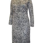 GREY Animal Print High Neck Knitted Dress Size 20 - 22