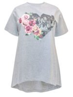 GREY Cotton Rich Rose Heart Print Top Size 18 -24