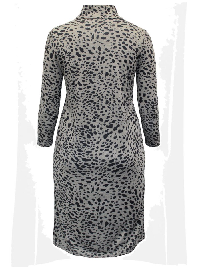 GREY Animal Print High Neck Knitted Dress Size 20 - 22 - Image 3