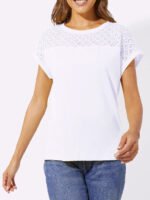 Jacquard Tie Front Long Sleeve V-Neck Smock Top Size 10 -28