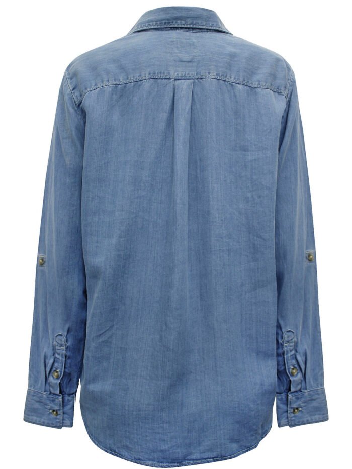 LIGHT-BLUE Lyocell Denim Roll Sleeve Shirt Size 16 - 22 - Image 3
