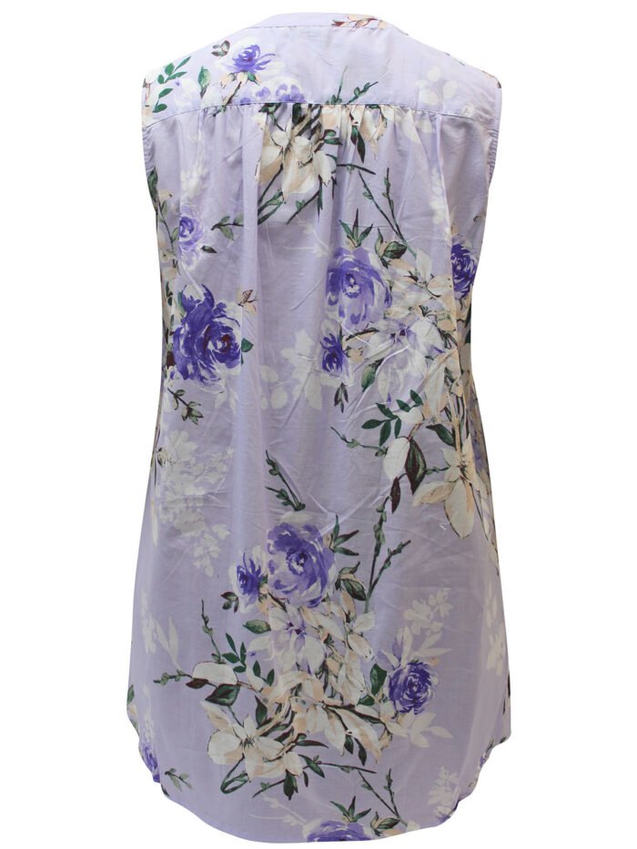 LILAC Sleeveless Romantic Rose Button Down Tunic Shirt Size 14 - 34 - Image 4