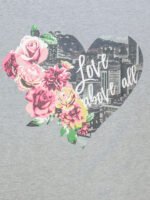GREY Cotton Rich Rose Heart Print Top Size 18 -24 - Image 4
