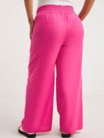 HOT-PINK Easy Care Linen Blend Wide Leg Trousers Size 24 - 30 - Image 4