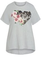 GREY Cotton Rich Rose Heart Print Top Size 18 -24 - Image 5