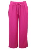 HOT-PINK Easy Care Linen Blend Wide Leg Trousers Size 24 - 30 - Image 5