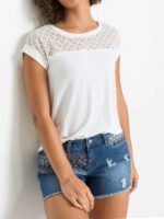 Jacquard Tie Front Long Sleeve V-Neck Smock Top Size 10 -28 - Image 5