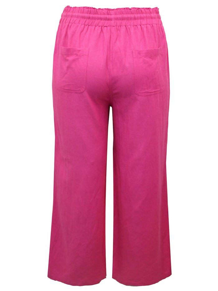 HOT-PINK Easy Care Linen Blend Wide Leg Trousers Size 24 - 30 - Image 6