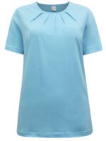 LIGHT-BLUE Pure Cotton Pleat Detail T-Shirt Size 12 - 30