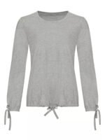 GREY Cotton Rich Tie Cuff & Hem Loungewear Top Size 10 - 28 - Image 2