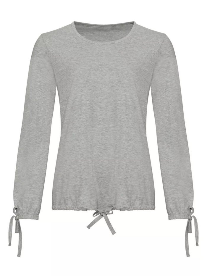 GREY Cotton Rich Tie Cuff & Hem Loungewear Top Size 10 - 28 - Image 2