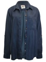 INDIGO Lyocell Denim Roll Sleeve Shirt Size 16 -20