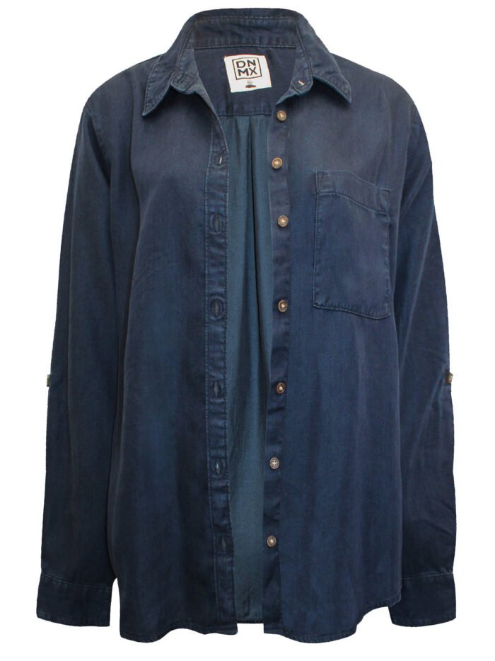 INDIGO Lyocell Denim Roll Sleeve Shirt Size 16 -20 - Image 1