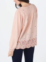 PINK Lily White Cotton Woven Blouse with Embroidery Size 12 - 34 - Image 3