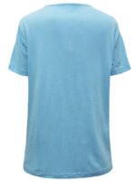 LIGHT-BLUE Pure Cotton Pleat Detail T-Shirt Size 12 - 30 - Image 3