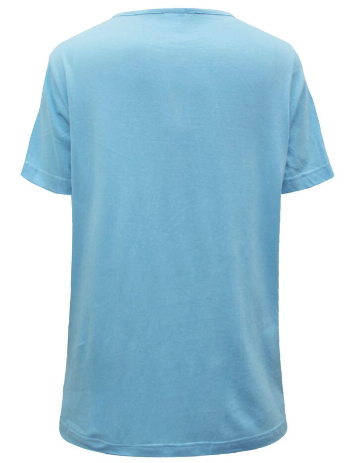 LIGHT-BLUE Pure Cotton Pleat Detail T-Shirt Size 12 - 30 - Image 3