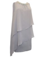 GREY Bead Embellished Tiered Chiffon Dress Size 20 - 28 - Image 4