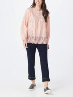 PINK Lily White Cotton Woven Blouse with Embroidery Size 12 - 34 - Image 5
