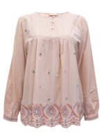 PINK Lily White Cotton Woven Blouse with Embroidery Size 12 - 34 - Image 6