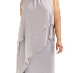 GREY Bead Embellished Tiered Chiffon Dress Size 20 - 28
