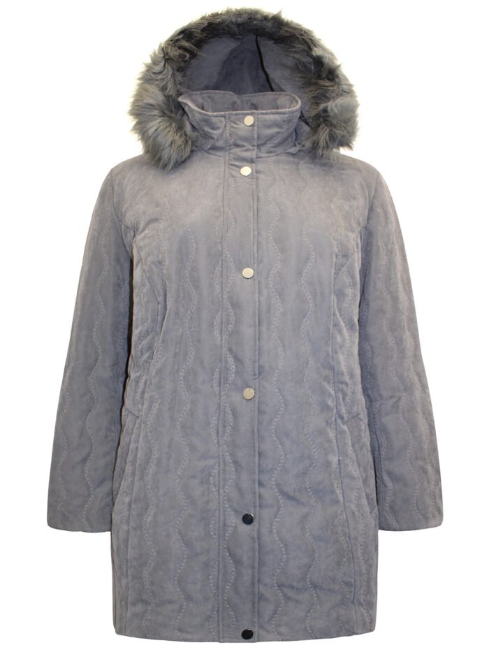 GREY Faux Fur Hood Padded Jacket size 28 - Image 3