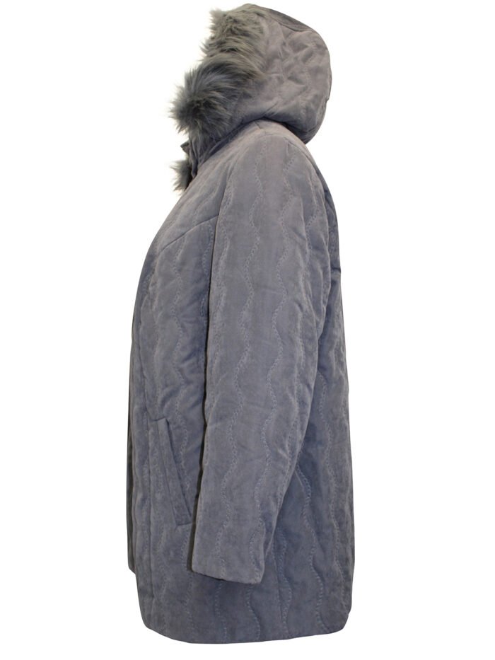 GREY Faux Fur Hood Padded Jacket size 28 - Image 4