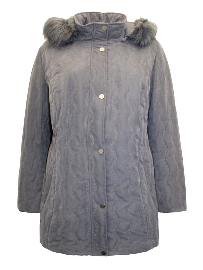 GREY Faux Fur Hood Padded Jacket size 28 - Image 1