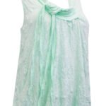 LIGHT-GREEN Tie Cowl Neck Crushed Layering Tunic Vest Size 10-32