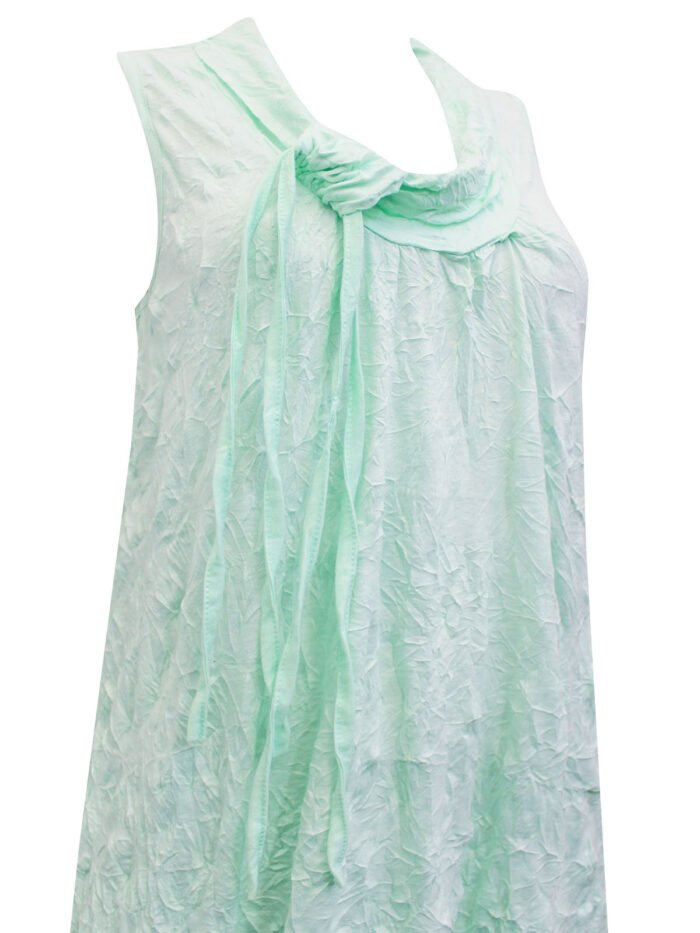 LIGHT-GREEN Tie Cowl Neck Crushed Layering Tunic Vest Size 10-32 - Image 1