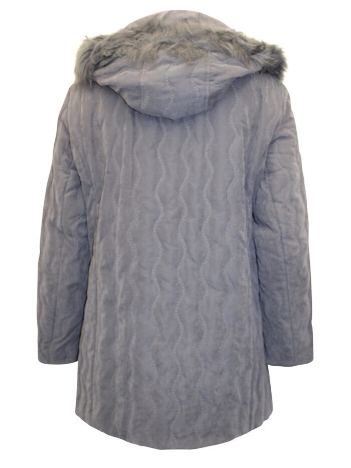 GREY Faux Fur Hood Padded Jacket size 28 - Image 6
