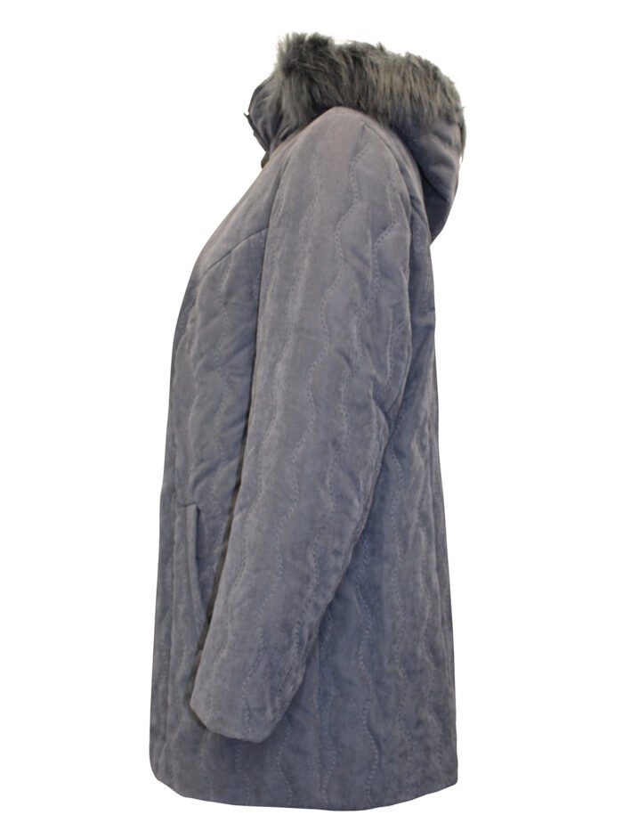 GREY Faux Fur Hood Padded Jacket size 28 - Image 8