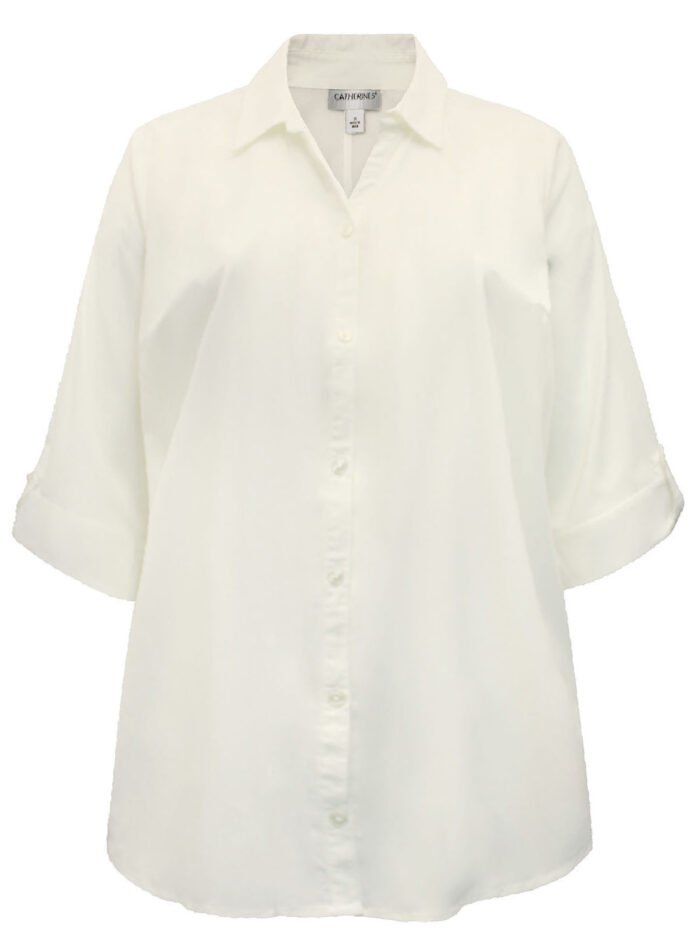 IVORY 3Q Sleeve Opaque Crepe Timeless Blouse Size 20 - 38 - Image 2