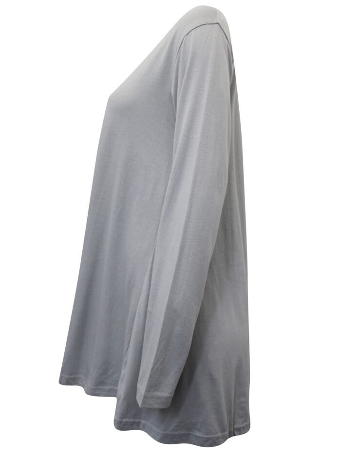 LIGHT-GREY Long Sleeve Panel Detail Tunic Top Size 10 - 32 - Image 4