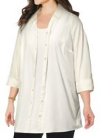 IVORY 3Q Sleeve Opaque Crepe Timeless Blouse Size 20 - 38