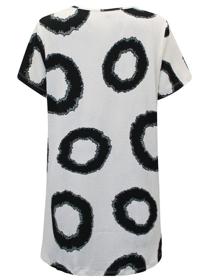 IVORY Circle Print Textured Dipped Hem Top Size 16 - 32 - Image 3