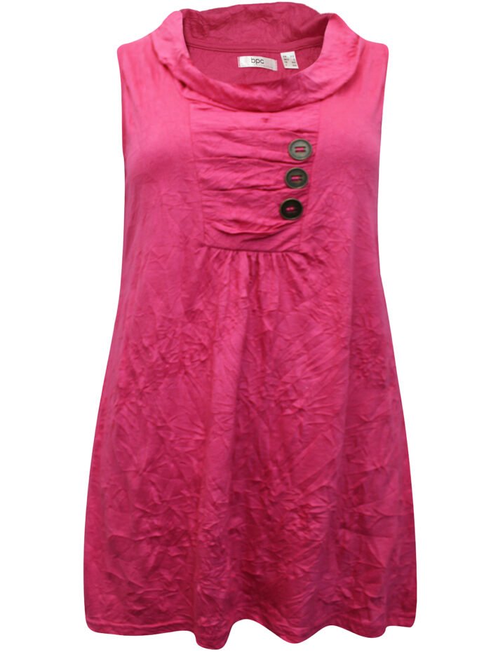 LIGHT-PINK Sleeveless Cowl Neck Button Top Size 10 - 24 - Image 1