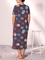 GREY Pure Cotton Circle Print Long Nightdress Size 16 - 30 - Image 3