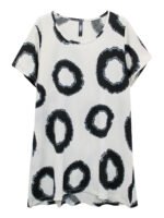IVORY Circle Print Textured Dipped Hem Top Size 16 - 32 - Image 2