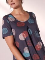 GREY Pure Cotton Circle Print Long Nightdress Size 16 - 30 - Image 4