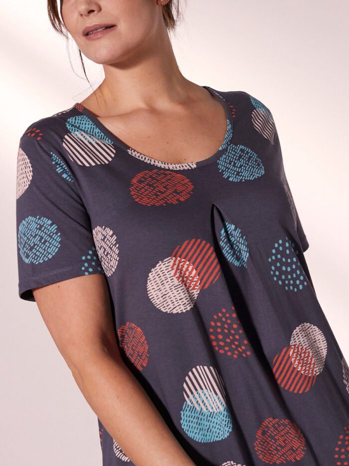 GREY Pure Cotton Circle Print Long Nightdress Size 16 - 30 - Image 4