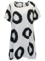 IVORY Circle Print Textured Dipped Hem Top Size 16 - 32