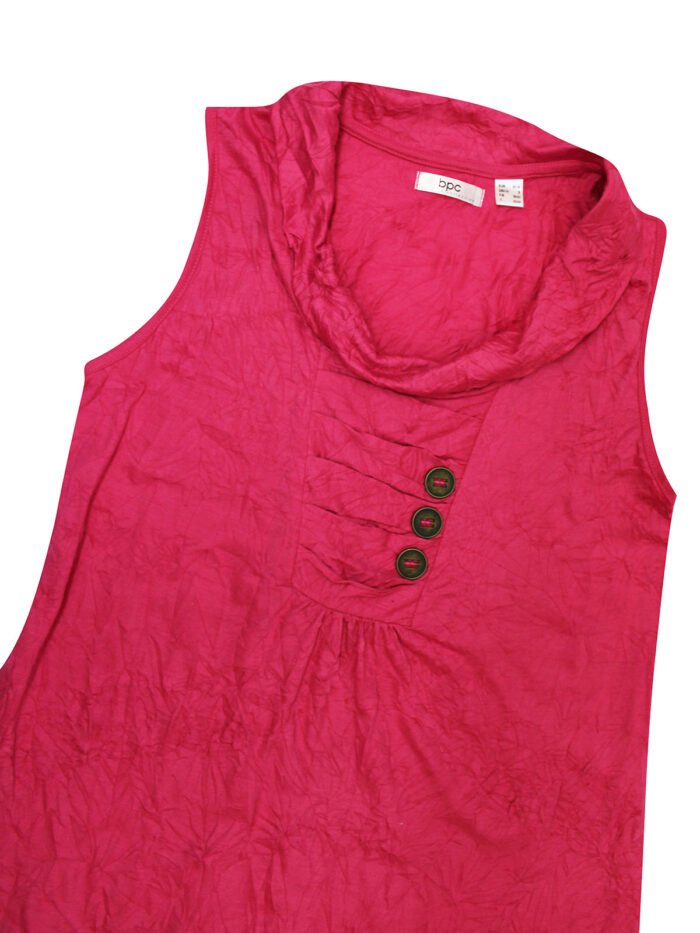 LIGHT-PINK Sleeveless Cowl Neck Button Top Size 10 - 24 - Image 4