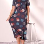 GREY Pure Cotton Circle Print Long Nightdress Size 16 - 30
