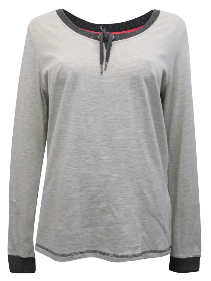 GREY Pure Cotton Contrast Trim Drawcord Top Size 10 - 32 - Image 2
